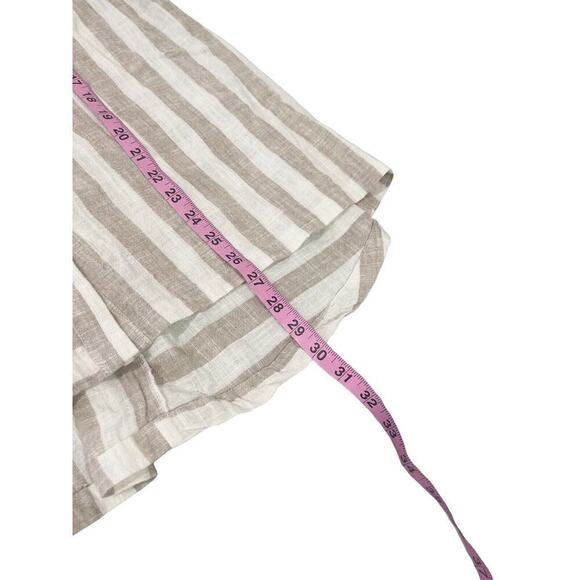 Soft Surroundings Size L Camina Linen Blend Button Down Tunic Stripe Cream Brown - Picture 7 of 8